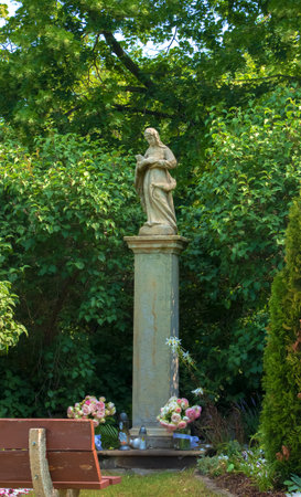 Nitra, Slovakia - 06.17.2022: Calvary in Nitra city with Zobor hill, Slovak republic. religious place. cultural heritage. travel destination. Sculpture at the foot of the hill.のeditorial素材
