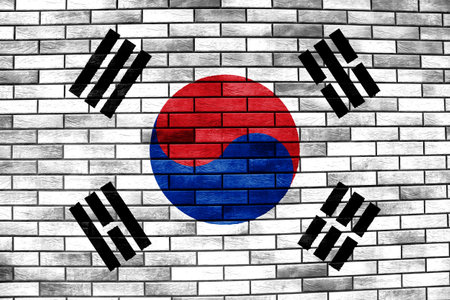 Flag of South Korea on a textured background. concept collage.の写真素材