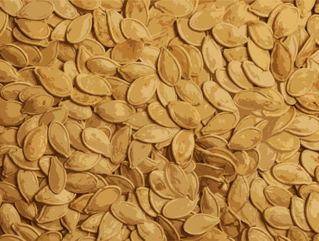 Realistic vector illustration of pumpkin seed texture. Pumpkin seeds as a background.のイラスト素材