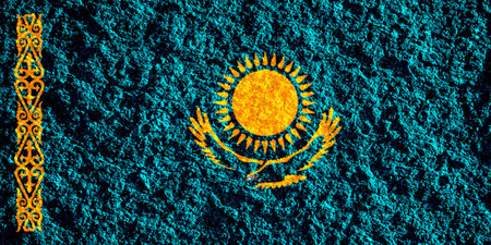 Flag of Kazakhstan on a textured background. concept collage.の写真素材