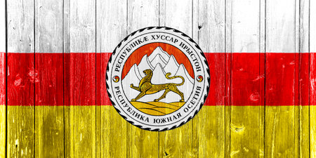 Flag of South Ossetia on a textured background. concept collage.の写真素材