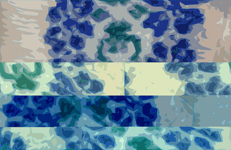 Realistic vector illustration of a background of a white knitted fabric with a blue-green handmade...
