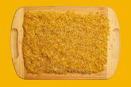 Raw bulgur background. Bulgur is a natural source of protein, fiber and fat. natural background. Health food.の写真素材