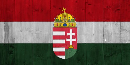 Hungary flag on a textured background. conceptual collage.の写真素材