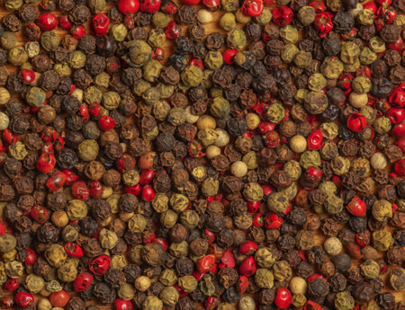 A mixture of peppers as a background. A mixture of multi-colored spice peppers.の写真素材