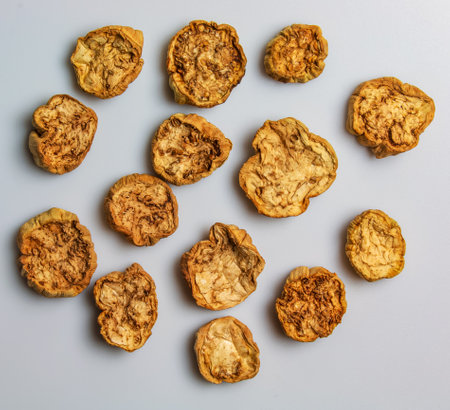 Dried eggplant as a background. Dried eggplant texture pattern background.の写真素材