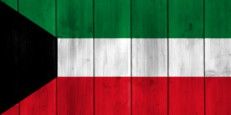 Flag of Kuwait on a textured background. concept collage.の写真素材