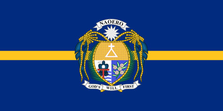 Nauru flag. NR national government symbol. State banner of capital Yaren city. Nauru patriotism logo.の写真素材