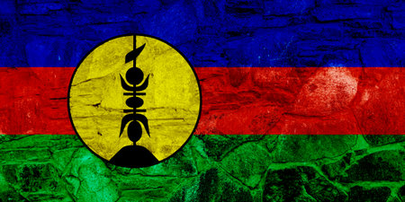 Flag of New Caledonia on a textured background. concept collage.の写真素材