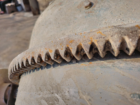 The gearing mechanism of the gearbox of a small concrete mixer.の写真素材