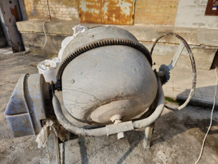 The gearing mechanism of the gearbox of a small concrete mixer.の写真素材