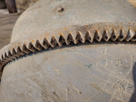 The gearing mechanism of the gearbox of a small concrete mixer.の写真素材