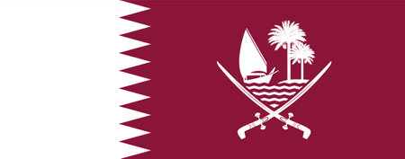 National flag and coat of arms of Qatar. Qatar flag with original color and proportion. flat illustration.の写真素材
