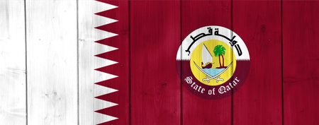 Flag of Qatar on a textured background. concept collage.の写真素材