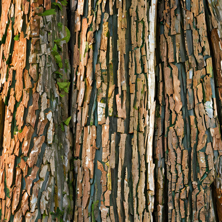 Close-up of chestnut bark. Background from living wood. Skin of the forest nature. Image created with Generative AI.の素材