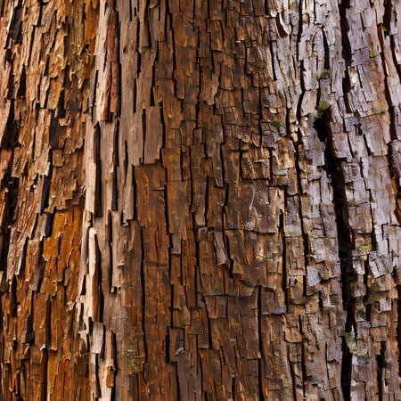 Close-up of chestnut bark. Background from living wood. Skin of the forest nature. Image created with Generative AI.の素材