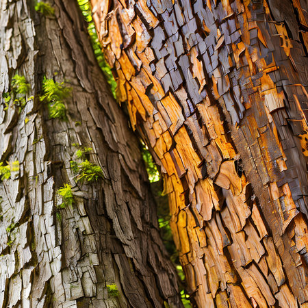 Close-up of chestnut bark. Background from living wood. Skin of the forest nature. Image created with Generative AI.の素材