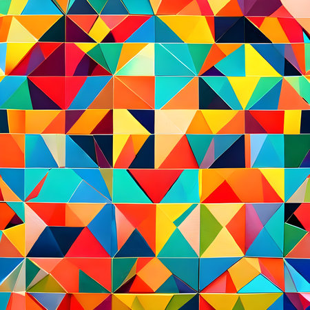 Geometric pattern of overlapping polygons in summer colors. The image was created with the help of AI. geometric texture.の素材