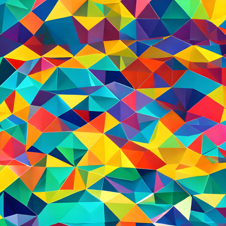 Geometric pattern of overlapping polygons in summer colors. The image was created with the help of AI. geometric texture.の素材