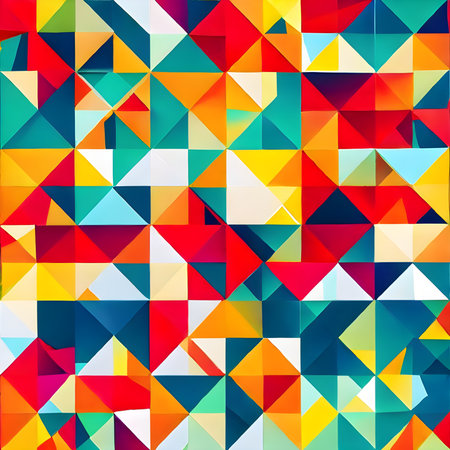 Geometric pattern of overlapping polygons in summer colors. The image was created with the help of AI. geometric texture.の素材