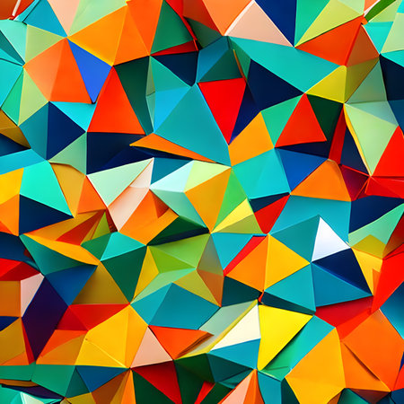 Geometric pattern of overlapping polygons in summer colors. The image was created with the help of AI. geometric texture.の素材