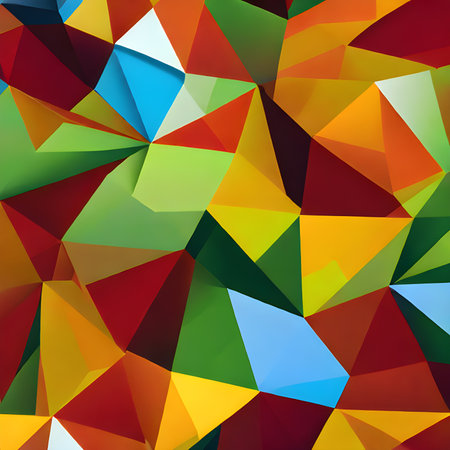Geometric pattern of overlapping polygons in autumn colors. The image was created with the help of AI. geometric texture.の素材
