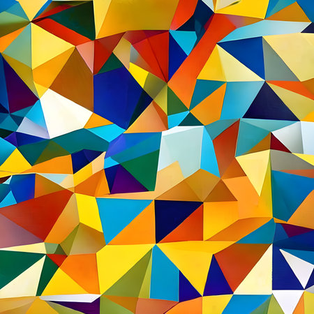 Geometric pattern of overlapping polygons in autumn colors. The image was created with the help of AI. geometric texture.の素材