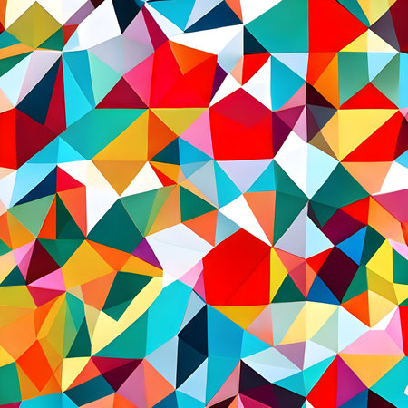 Geometric pattern of overlapping polygons in winter colors. Image created with Generative AI. geometric texture.の素材