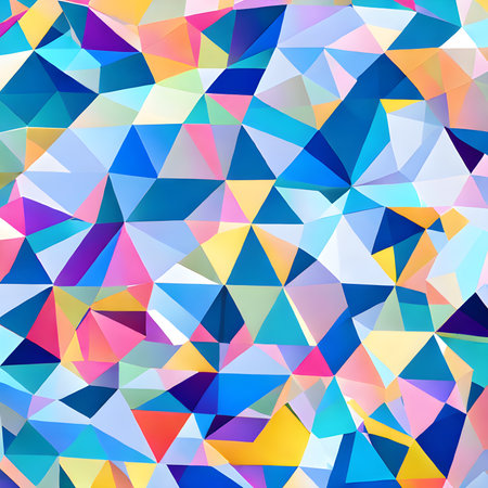 Geometric pattern of overlapping polygons in winter colors. Image created with Generative AI. geometric texture.の素材