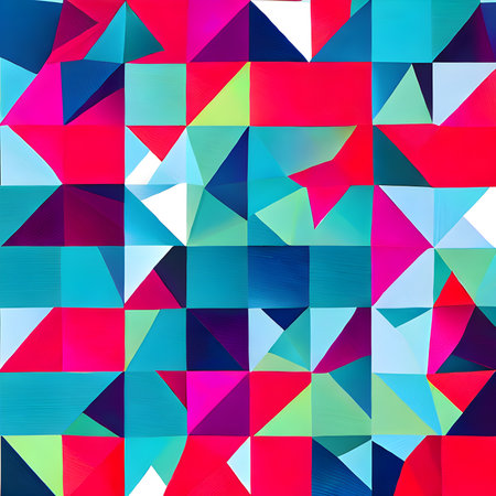 Geometric pattern of overlapping polygons in winter colors. Image created with Generative AI. geometric texture.の素材