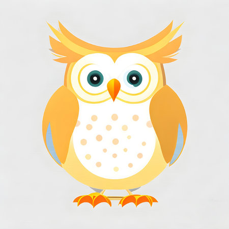 Owl drawing. The illustration was created using generative AI.の素材
