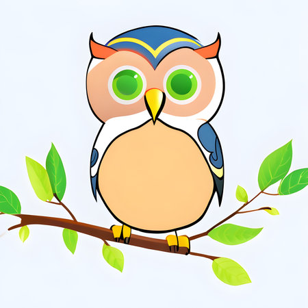 Owl drawing. The illustration was created using generative AI.の素材