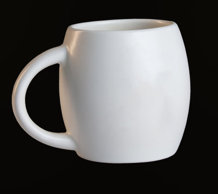White cup isolate with handle. side view. mockup templateの写真素材