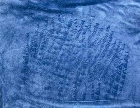 Blue, textured and fleecy fabric in soft carpet and velor for the exterior of furniture. Blank homogeneous material texture and background blank. copyspace.の写真素材