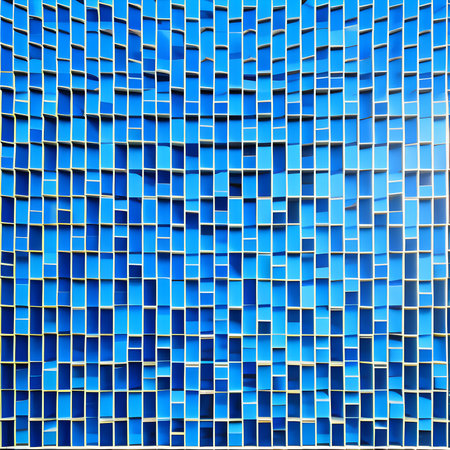 Geometric pattern of overlapping polygons in blue tones. The image was created using generative AI. geometric texture.の素材