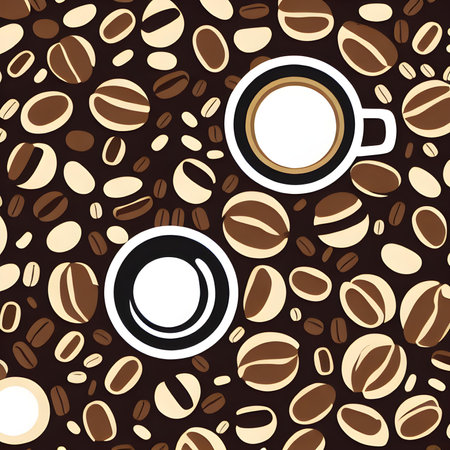SIMPLE SEAMLESS PATTERN. Background of coffee beans. aroma drink. Abstract textile for fashionの写真素材