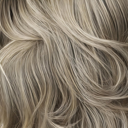 Illustration of blond curly hair. Back view hairstyle with long wavy hair. The image was created using generative AI.の素材