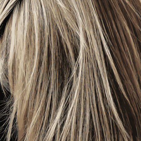 Illustration of blond smooth hair. Back view hairstyle with long wavy hair. The image was created using generative AI.の素材