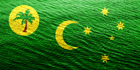 Flag of Cocos Keeling Islands on a textured background. concept collage.の写真素材
