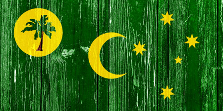Flag of Cocos Keeling Islands on a textured background. concept collage.の写真素材