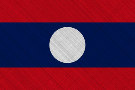 Lao People's Democratic Republic flag on a textured background. concept collage.の写真素材