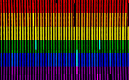 Flag of the LGBT community on the background of the wooden texture of the boards. Rainbow gay culture symbol. concept collage. Illustration symbol of pride.の写真素材