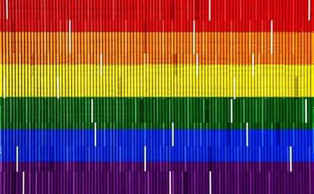 Flag of the LGBT community on the background of the wooden texture of the boards. Rainbow gay culture symbol. concept collage. Illustration symbol of pride.の写真素材