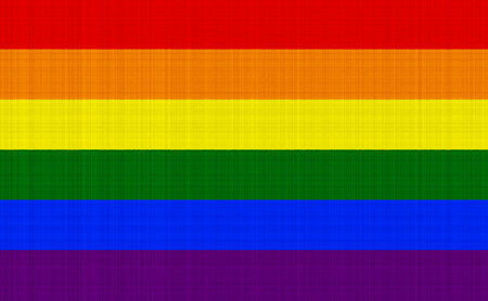 Flag of the LGBT community on the background of a fabric texture. Rainbow symbol of gay culture. concept collage. Illustration symbol of pride.の写真素材