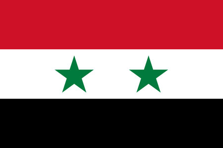 Flag of Syrian Arab Republic. The official colors and proportions are correct. National flag of the Syrian Arab Republic. Syrian Arab Republic flag illustration.の写真素材