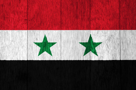 Flag of Syrian Arab Republic on a textured background. concept collage.の写真素材