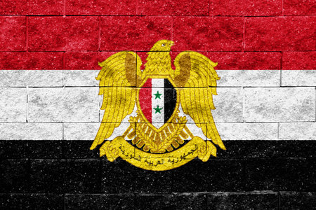 Flag of Syrian Arab Republic on a textured background. concept collage.の写真素材