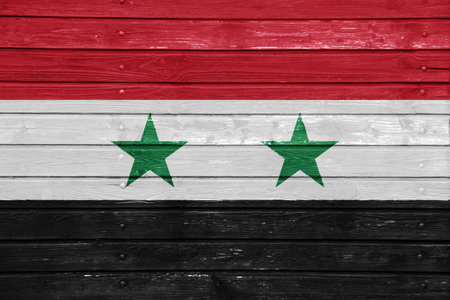 Flag of Syrian Arab Republic on a textured background. concept collage.の写真素材