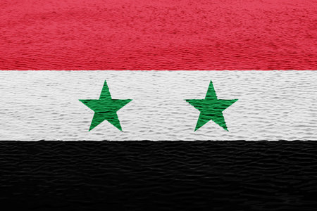Flag of Syrian Arab Republic on a textured background. concept collage.の写真素材