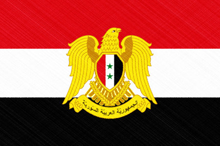 Flag of Syrian Arab Republic on a textured background. concept collage.の写真素材
